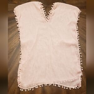 Pink Pom-Pom Trim Bathing Suit Cover Up 6x